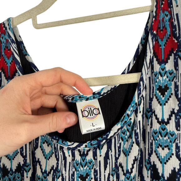 Bila Sleeveless Maxi Dress Geometric Sleeveless Boho Y2K NEW Womens Size Large - Picture 3 of 8